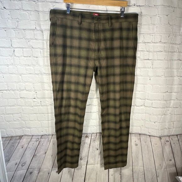 Levi’s XX Chino Taper Plaid Pants Mens 38 Brown Green Trendy Preppy - Picture 1 of 10